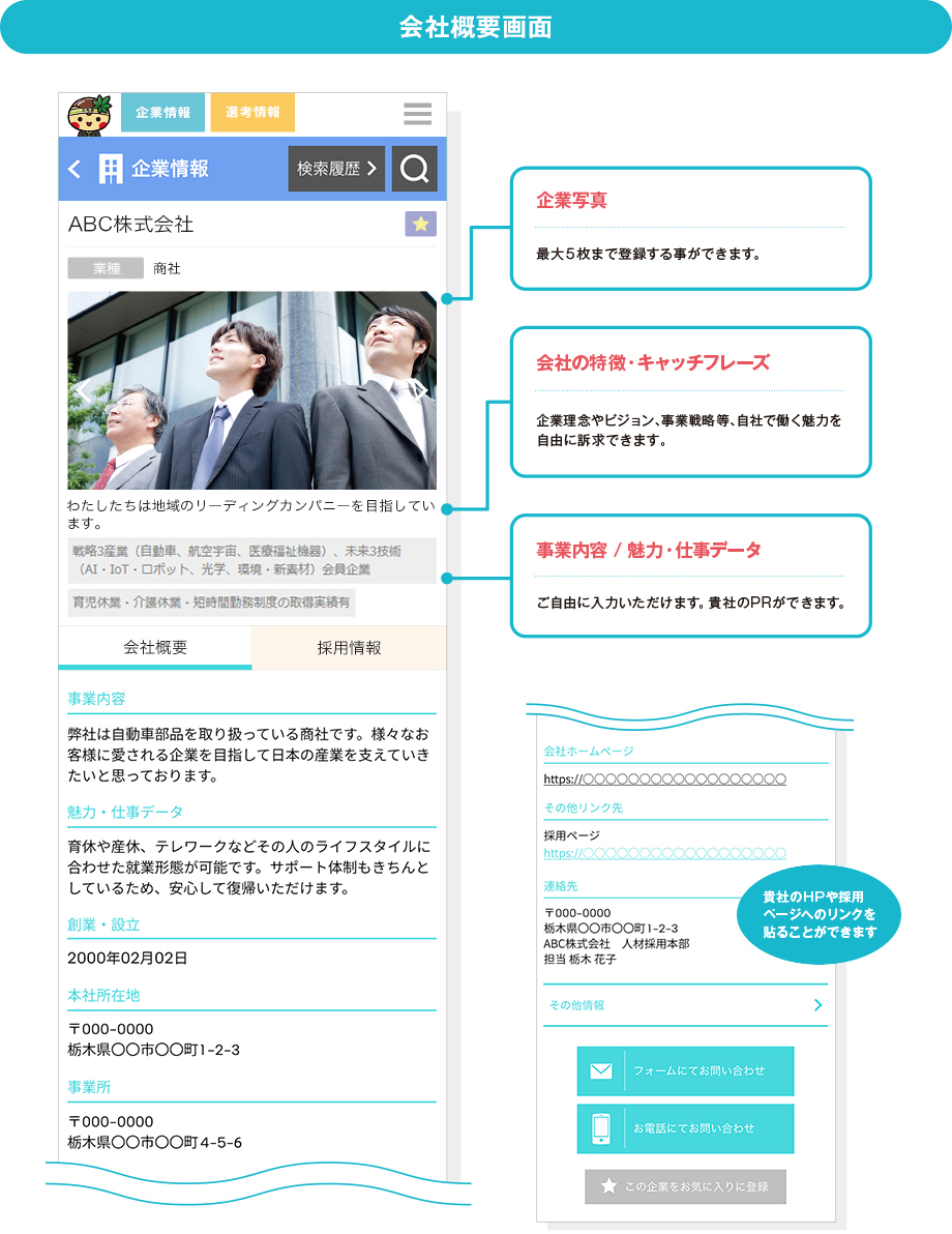 会社概要画面