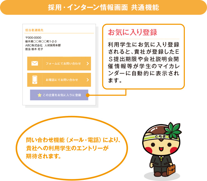 採用・インターン情報画面 共通機能